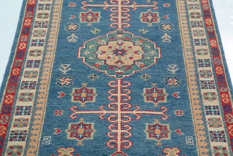 Chobi Blue Runner Hand Knotted 29 X 98 Area Rug 700-157122 Image 5