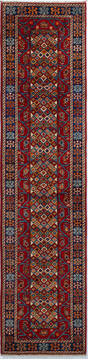 Chobi Red Runner Hand Knotted 2'6" X 10'5"  Area Rug 700-157123