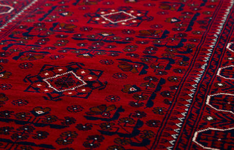Chobi Red Runner Hand Knotted 210 X 131 Area Rug 700-157126 Image 3