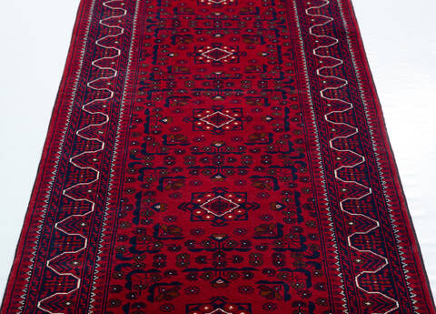 Chobi Red Runner Hand Knotted 210 X 131 Area Rug 700-157126 Image 5