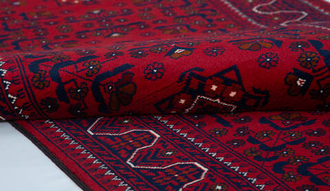 Chobi Red Runner Hand Knotted 210 X 131 Area Rug 700-157126 Image 7