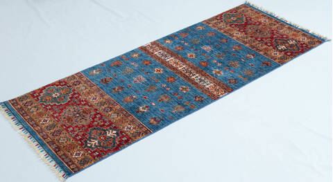 Chobi Blue Runner Hand Knotted 26 X 68 Area Rug 700-157130 Image 2