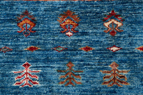 Chobi Blue Runner Hand Knotted 26 X 68 Area Rug 700-157130 Image 6