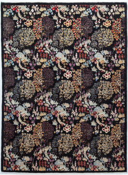Chobi Black Hand Knotted 5'11" X 8'0"  Area Rug 700-157132