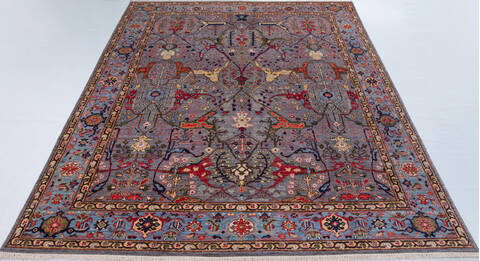 Chobi Grey Hand Knotted 81 X 100  Area Rug 700-157704 Image 1