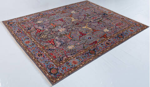 Chobi Grey Hand Knotted 81 X 100  Area Rug 700-157704 Image 2