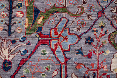 Chobi Grey Hand Knotted 81 X 100  Area Rug 700-157704 Image 6