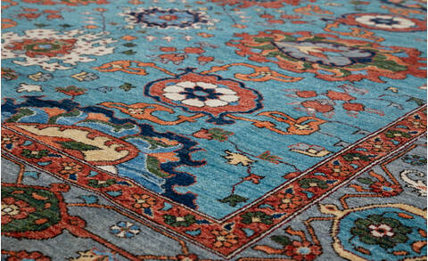 Chobi Blue Hand Knotted 81 X 101 Area Rug 700-157705 Image 3