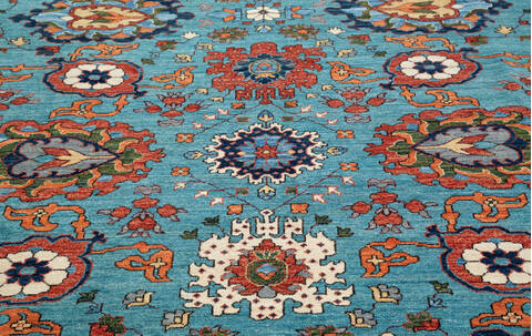 Chobi Blue Hand Knotted 81 X 101 Area Rug 700-157705 Image 5