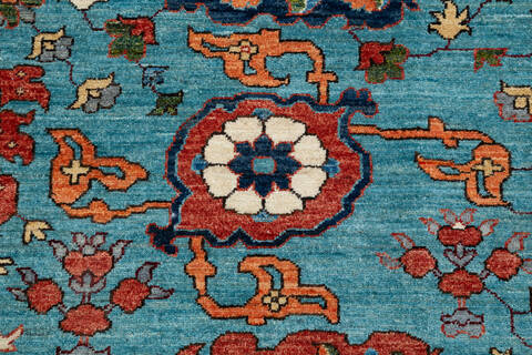 Chobi Blue Hand Knotted 81 X 101 Area Rug 700-157705 Image 6