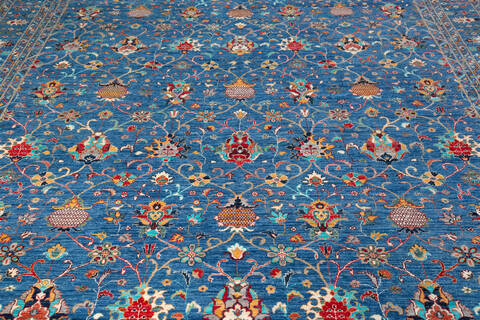 Chobi Blue Hand Knotted 120 X 148  Area Rug 700-157706 Image 3