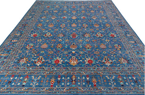 Chobi Blue Hand Knotted 120 X 148 Area Rug 700-157706 Image 1