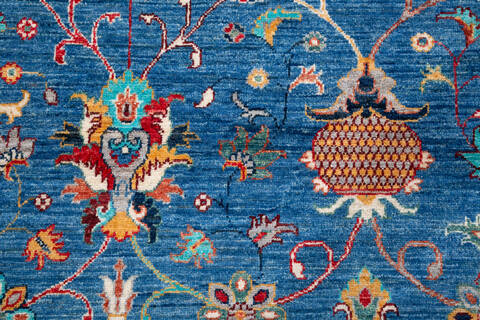 Chobi Blue Hand Knotted 120 X 148 Area Rug 700-157706 Image 4
