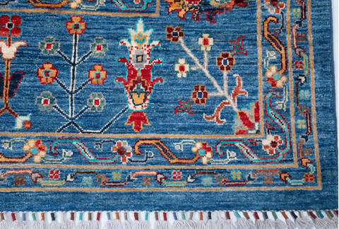 Chobi Blue Hand Knotted 120 X 148 Area Rug 700-157706 Image 5