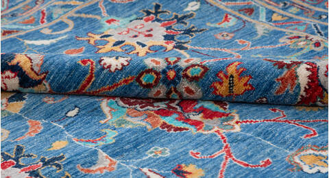 Chobi Blue Hand Knotted 120 X 148 Area Rug 700-157706 Image 6