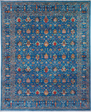 Afghan Chobi Blue Rectangle 12x15 ft Wool Carpet 157706