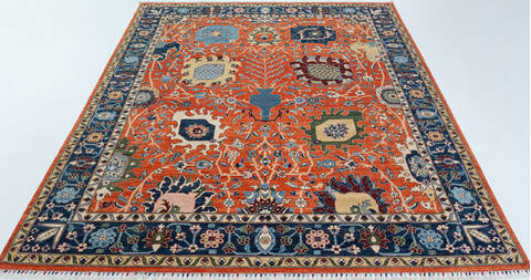 Chobi Orange Hand Knotted 82 X 911 Area Rug 700-157707 Image 1