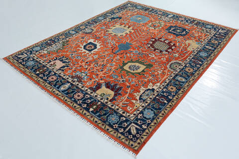Chobi Orange Hand Knotted 82 X 911 Area Rug 700-157707 Image 2