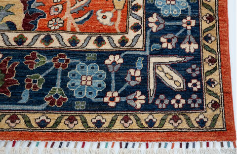 Chobi Orange Hand Knotted 82 X 911 Area Rug 700-157707 Image 4