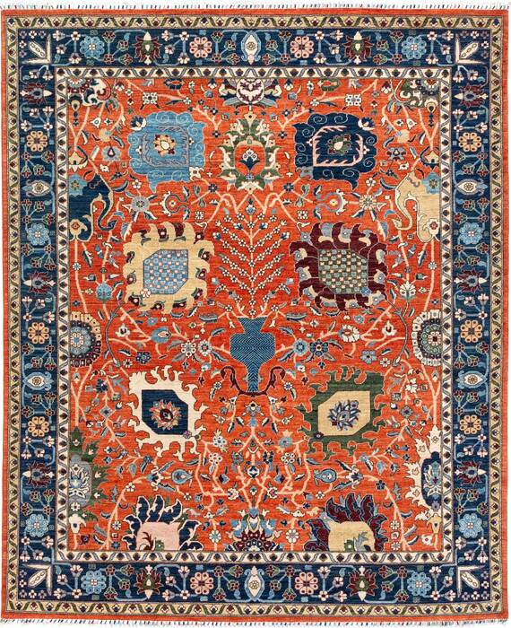 Chobi Orange Hand Knotted 82 X 911 Area Rug 700-157707 Image 0