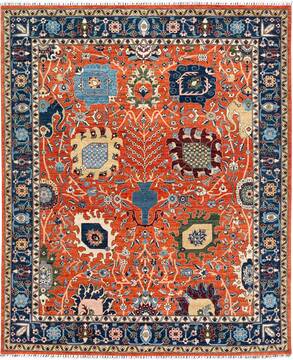 Chobi Orange Hand Knotted 8'2" X 9'11"  Area Rug 700-157707