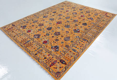 Chobi Yellow Hand Knotted 91 X 120 Area Rug 700-157708 Image 2