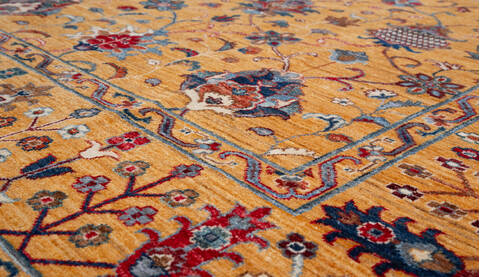 Chobi Yellow Hand Knotted 91 X 120 Area Rug 700-157708 Image 3