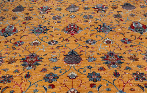 Chobi Yellow Hand Knotted 91 X 120 Area Rug 700-157708 Image 5