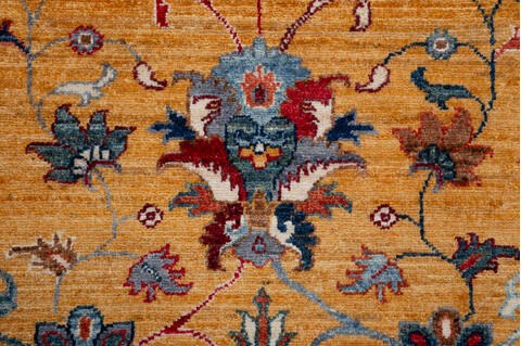 Chobi Yellow Hand Knotted 91 X 120 Area Rug 700-157708 Image 6