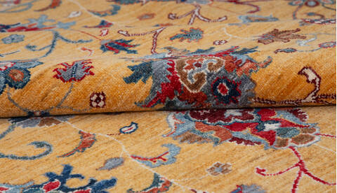 Chobi Yellow Hand Knotted 91 X 120 Area Rug 700-157708 Image 7