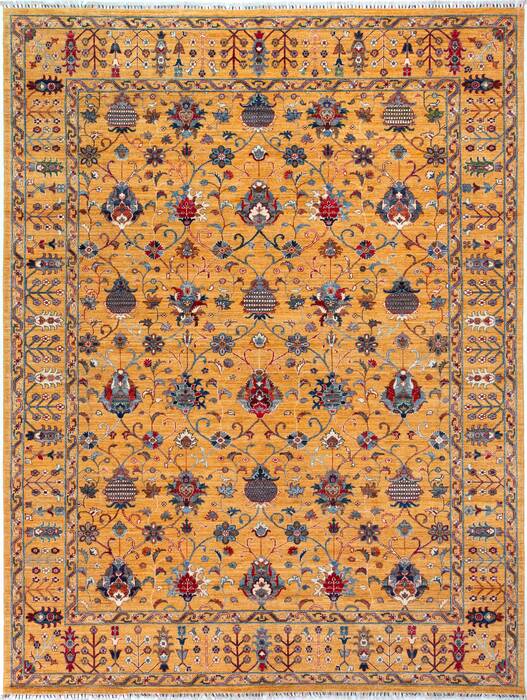 Chobi Yellow Hand Knotted 91 X 120 Area Rug 700-157708 Image 0