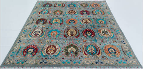 Chobi Grey Hand Knotted 81 X 96 Area Rug 700-157709 Image 1