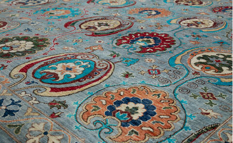 Chobi Grey Hand Knotted 81 X 96 Area Rug 700-157709 Image 3