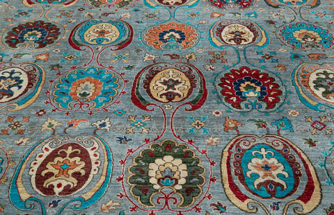 Chobi Grey Hand Knotted 81 X 96 Area Rug 700-157709 Image 5