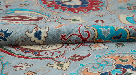 Chobi Grey Hand Knotted 81 X 96 Area Rug 700-157709 Image 7