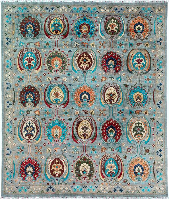 Chobi Grey Hand Knotted 81 X 96 Area Rug 700-157709 Image 0