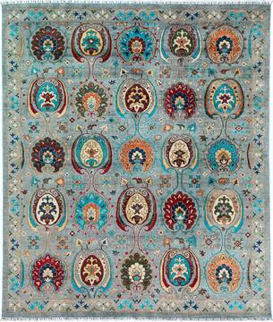 Chobi Grey Hand Knotted 8'1" X 9'6"  Area Rug 700-157709