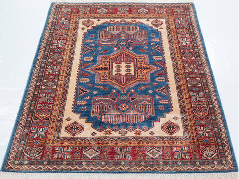 Kazak Blue Hand Knotted 41 X 60 Area Rug 700-157713 Image 1