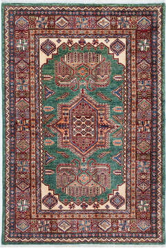 Kazak Green Hand Knotted 4'0" X 6'0"  Area Rug 700-157714