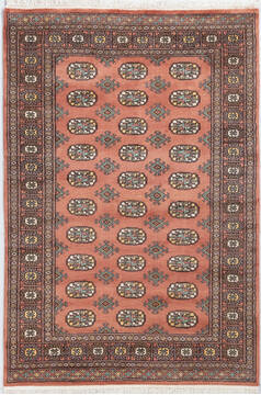 Pakistani Bokhara Pink Rectangle 4x6 ft Wool Carpet 157718