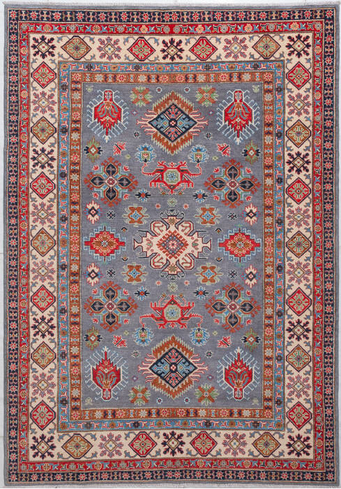 Kazak Grey Hand Knotted 69 X 97 Area Rug 700-157722 Image 0