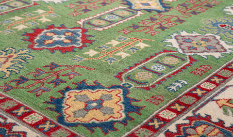 Kazak Green Hand Knotted 410 X 69 Area Rug 700-157723 Image 3