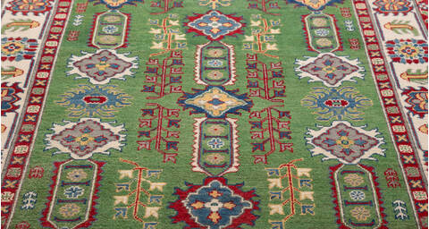 Kazak Green Hand Knotted 410 X 69 Area Rug 700-157723 Image 5