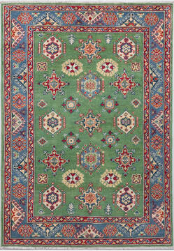 Kazak Green Hand Knotted 4'0" X 5'8"  Area Rug 700-157725