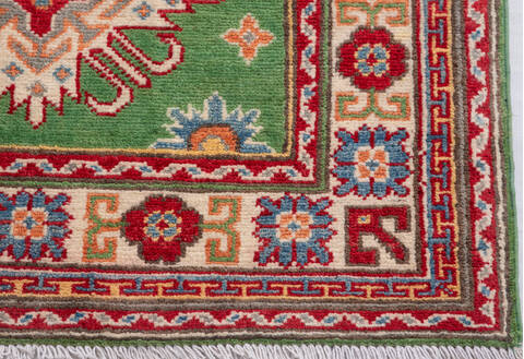 Kazak Green Runner Hand Knotted 210 X 62 Area Rug 700-157726 Image 4