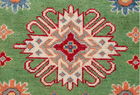 Kazak Green Runner Hand Knotted 210 X 62 Area Rug 700-157726 Image 6