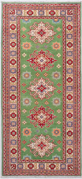 Kazak Green Runner Hand Knotted 2'10" X 6'2"  Area Rug 700-157726
