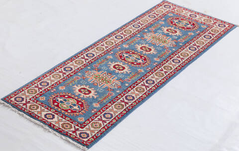 Kazak Blue Runner Hand Knotted 21 X 59 Area Rug 700-157727 Image 2