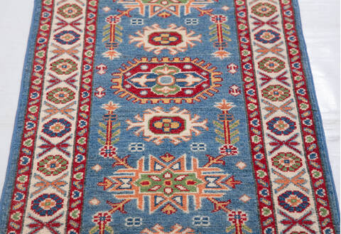 Kazak Blue Runner Hand Knotted 21 X 59 Area Rug 700-157727 Image 5