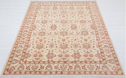 Chobi Beige Hand Knotted 68 X 84  Area Rug 700-157730 Image 1